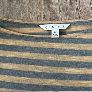 CAbi #957 Gray Striped Dolman Sleeve Top